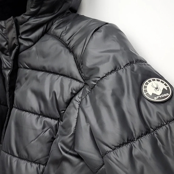 Spyder Women's Black Yara Faux Fur Lined Puffer Hooded Winter  Jacket Size Large - Picture 7 of 16